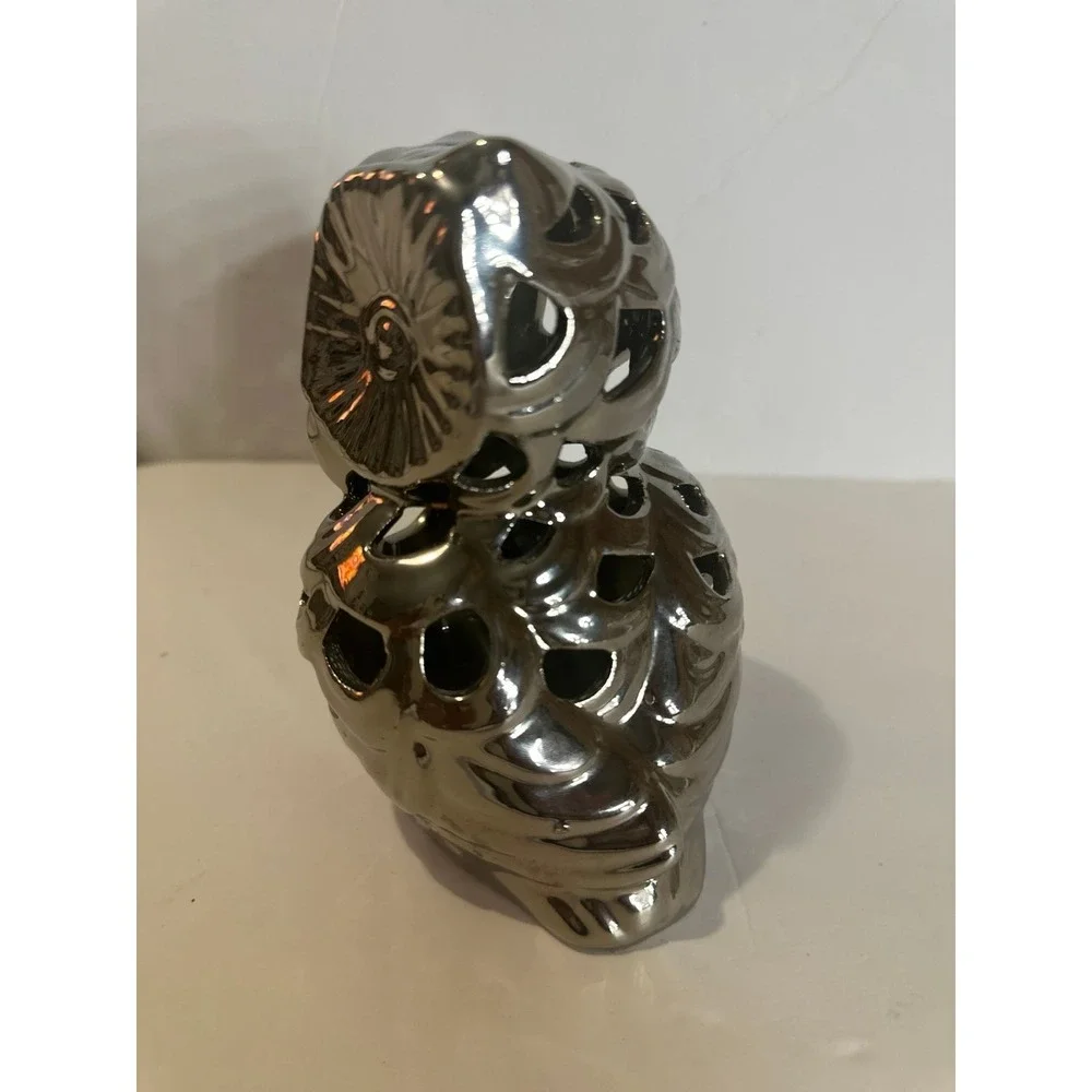 Owl‎ Floral Container Tea light holder 5 inches tall White Cute 99intl